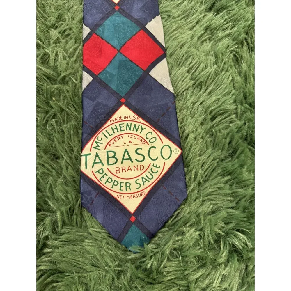 Vintage Tabasco McIlhenny Co. Hot Sauce Logo Necktie Men's Novelty Tie Made in